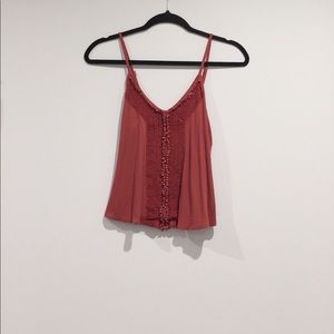 american eagle burnt orange sienna crochet boho tank top